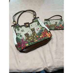 Vintage Jungle Safari Tote & Clutch Set - Adorable Leopard Print - Cotton & Poly